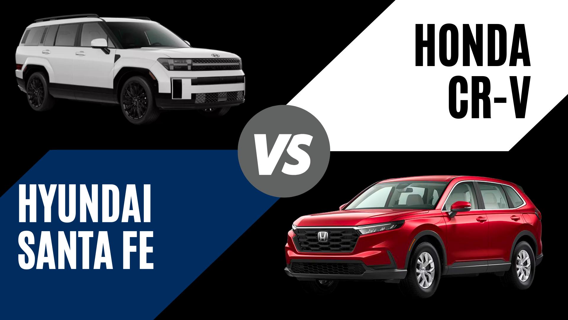 Side-by-side comparison of 2026 Hyundai Santa Fe and 2026 Honda CR-V SUVs in Fayetteville, AR