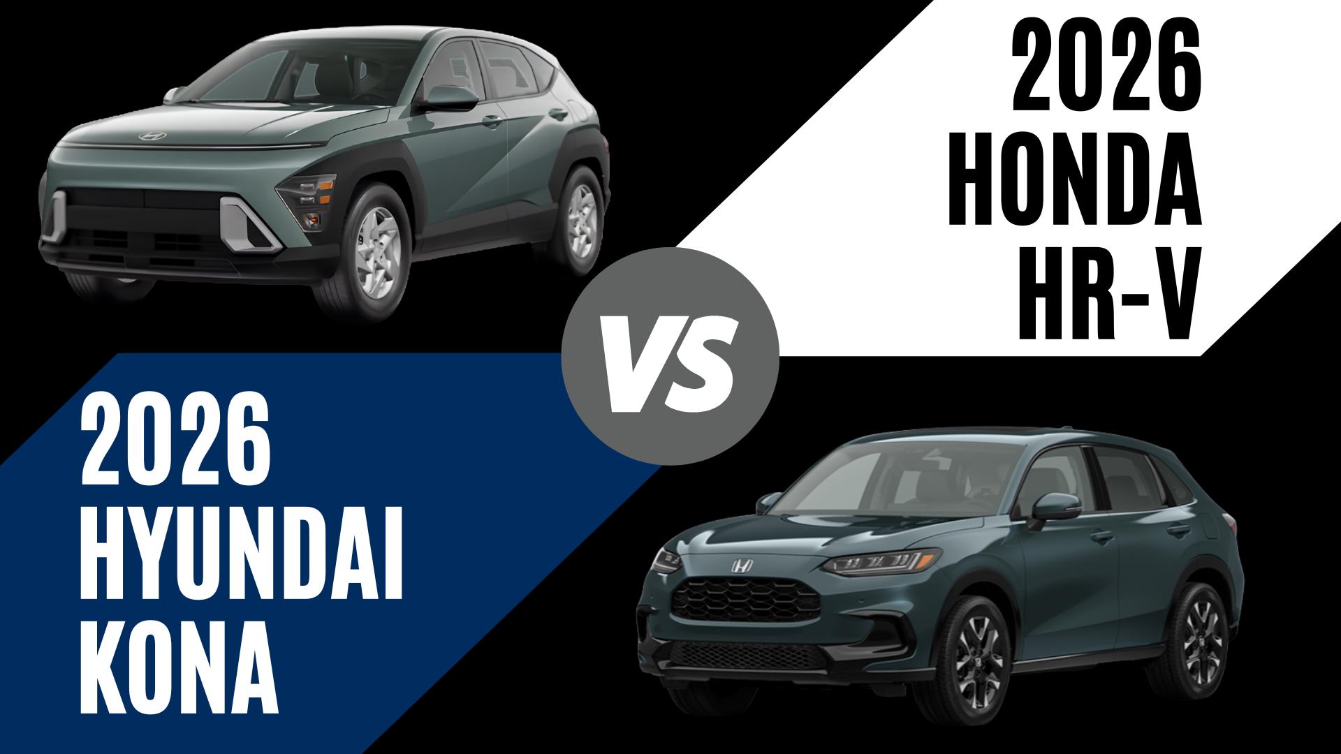 2026 Hyundai Kona and Honda HR-V compact SUVs compared for technology, efficiency, and performance in Fayetteville, AR