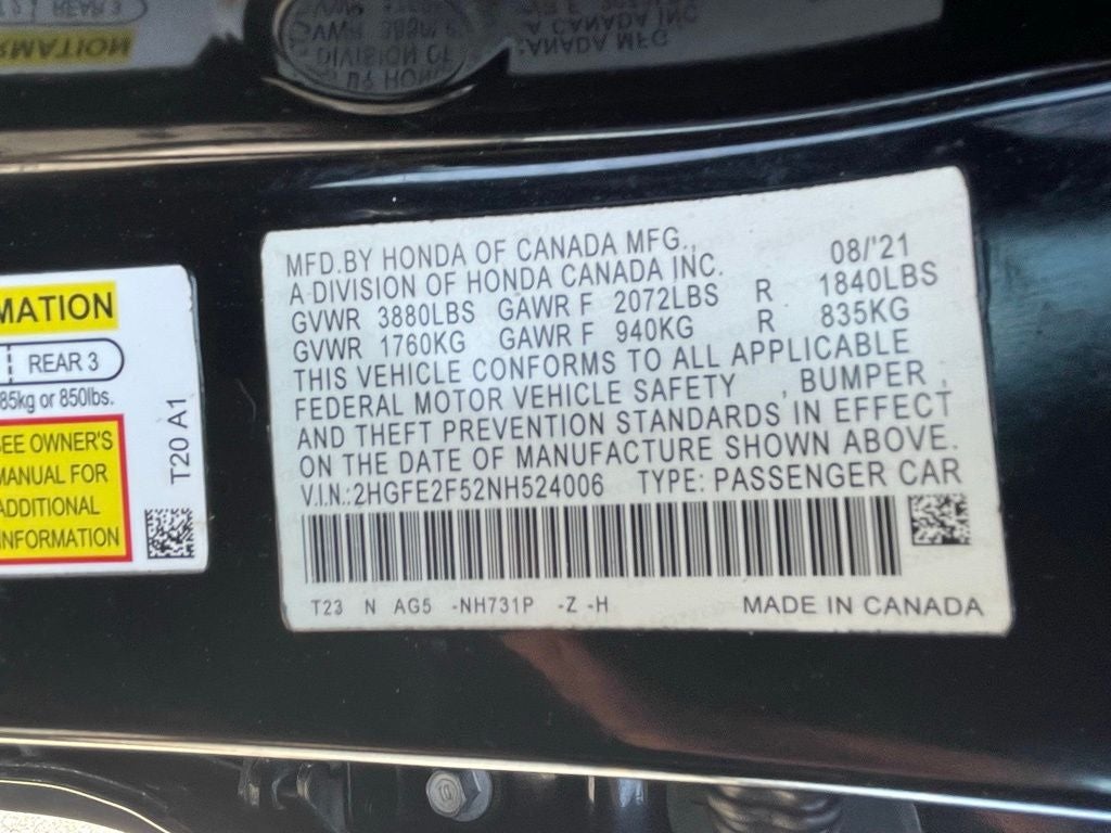 2022 Honda Civic Sport - 37 MPG / APPLE CARPLAY