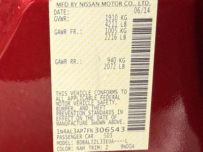 2015 Nissan Altima 2.5 SL WTP