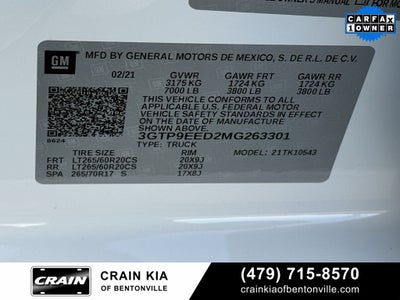 2021 GMC Sierra 1500 AT4 - 4WD / CLEAN CARFAX / ONE OWNER