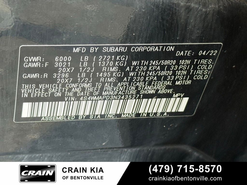 2022 Subaru Ascent Limited - AWD / PANORAMIC SUNROOF / CARFAX ONE OWNER