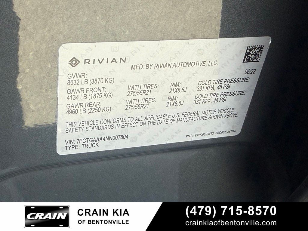 2022 Rivian R1T Adventure - AWD / QUAD MOTOR / LARGE BATTERY / CLEAN CARFAX