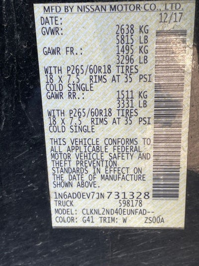 2018 Nissan Frontier SV