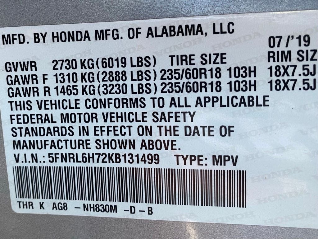 2019 Honda Odyssey EX-L MOON ROOF / PREMIUM AUDIO / 3RD ROW