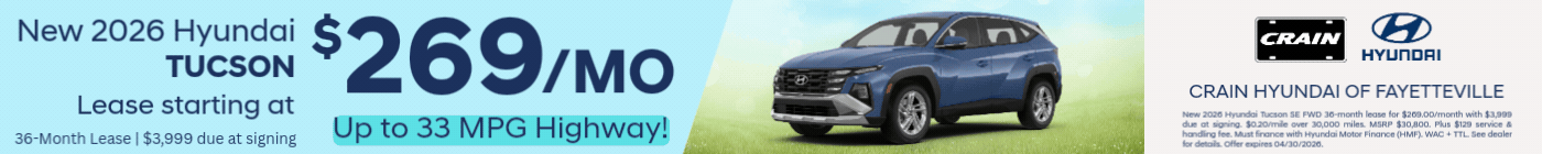 Current offers on Tucson, Elantra and Santa Fe at Crain Hyundai