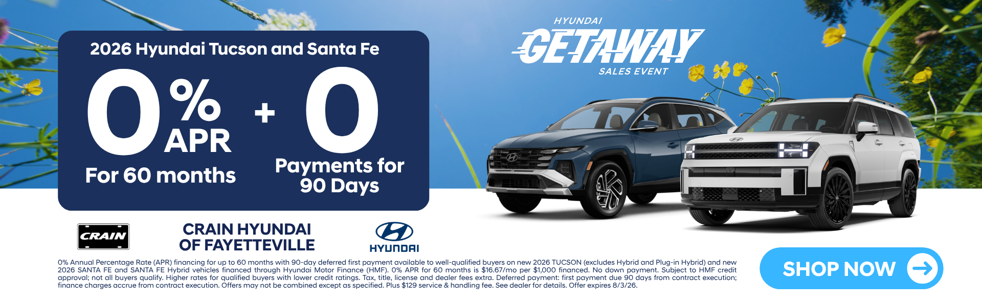 0% APR on 2026 Hyundai Tucson & Santa Fe in Bentonville.